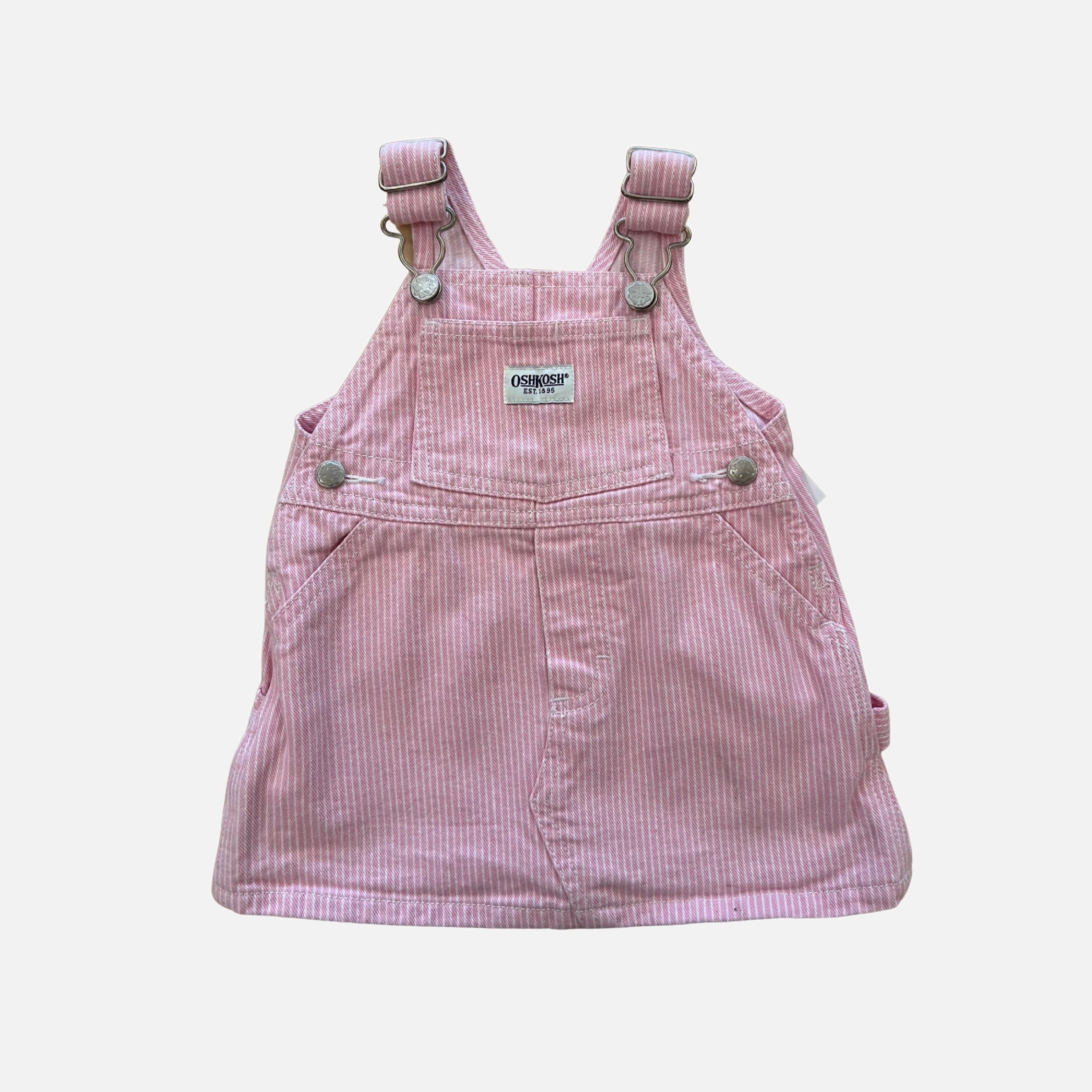 (pre-worn) Vintage Osh Kosh Pink Striped Overall Skirt 6-9M