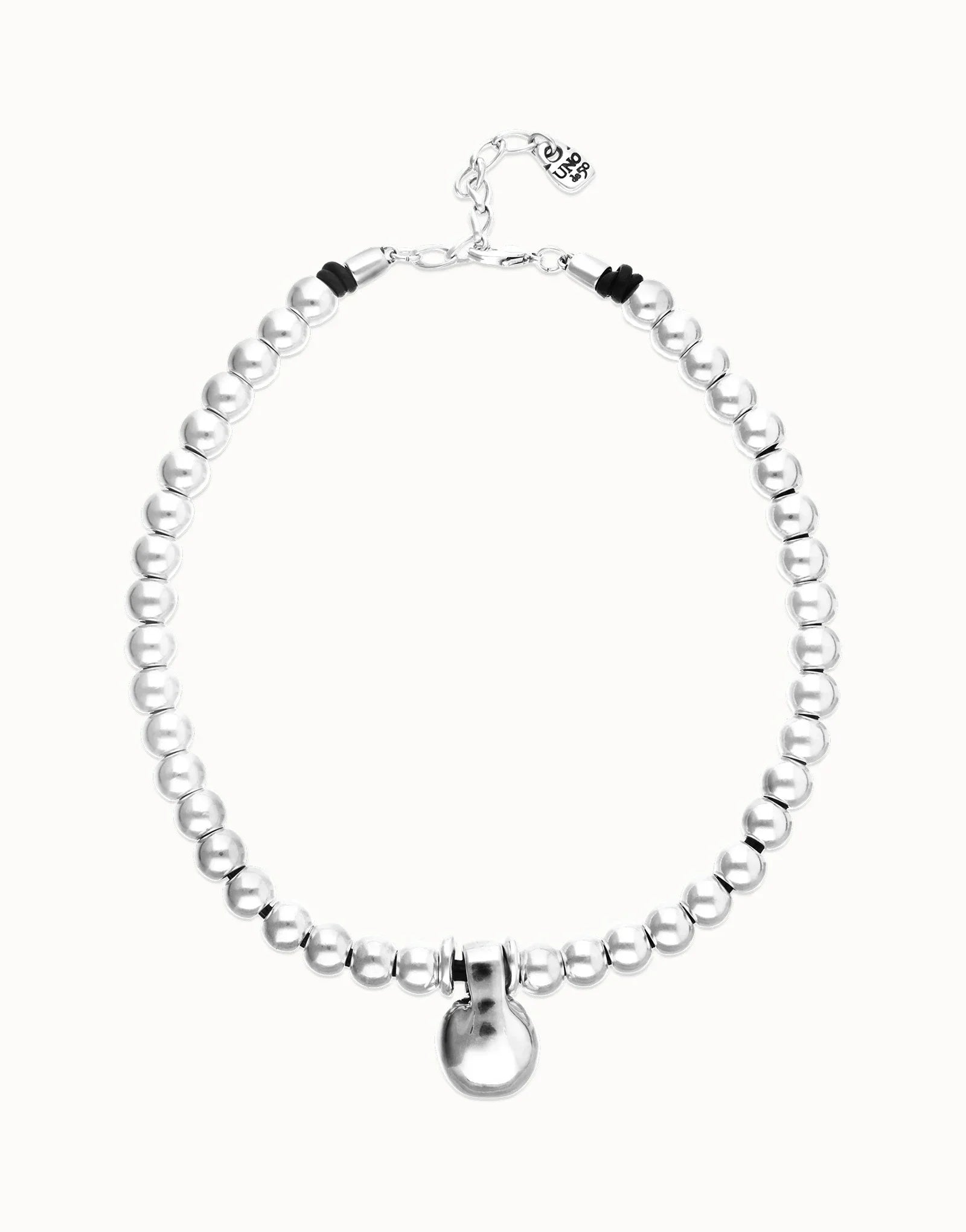 Short Beaded Necklace with Medium and Large Sphere