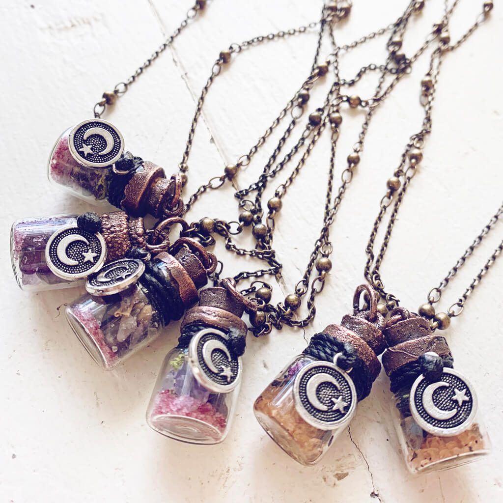 bewitch // mini spell jar glass bottle pendant necklace