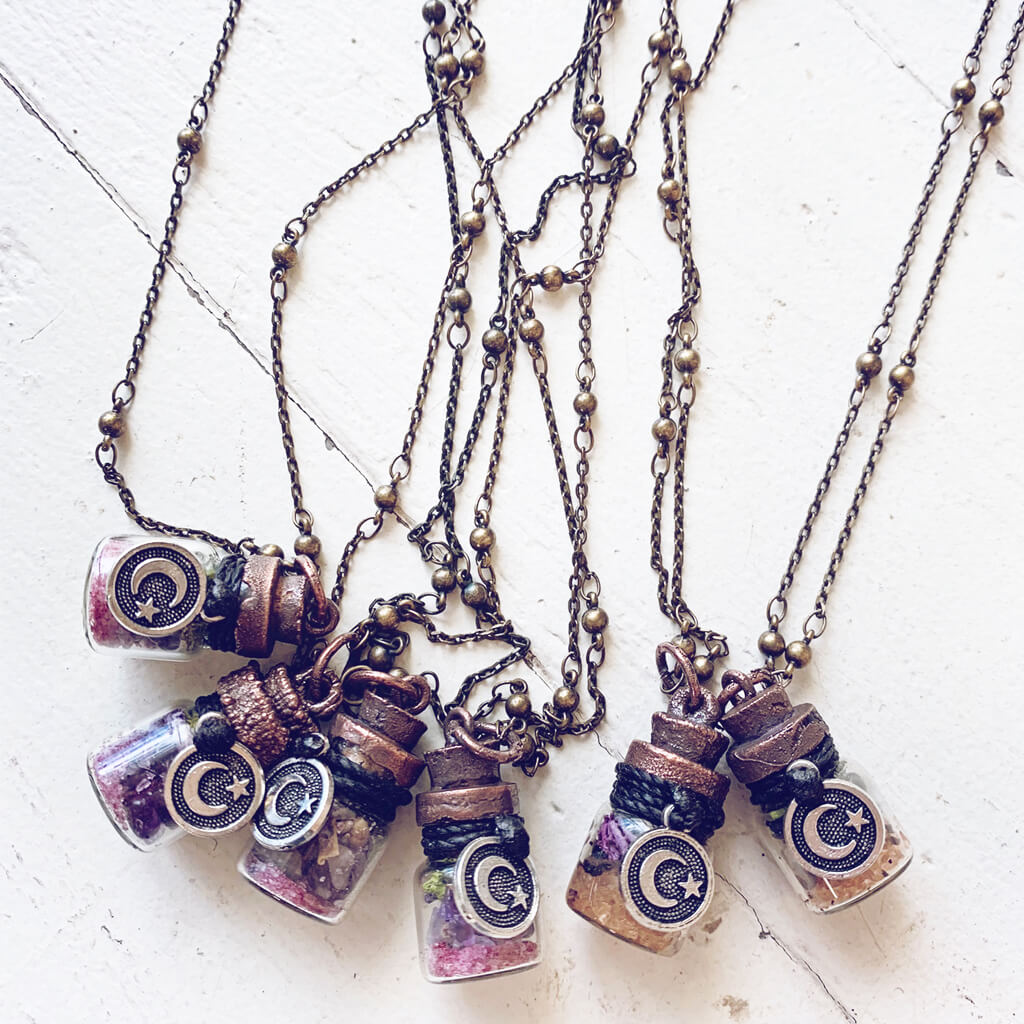 bewitch // mini spell jar glass bottle pendant necklace