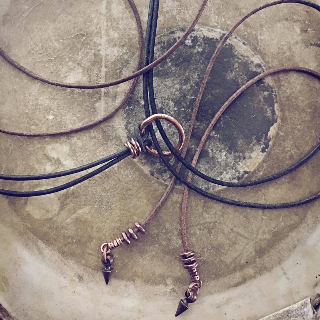 circle positive copper or silver karma circle bohemian lariat choker style necklace
