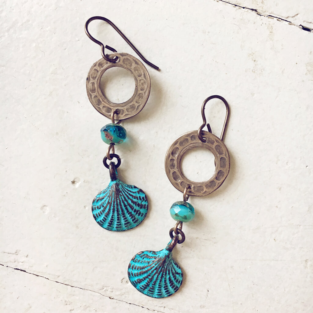 coastal beachy boho sea shell earrings