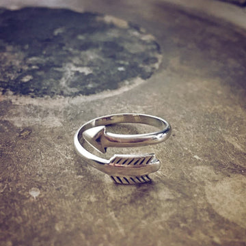 direction // sterling silver adjustable arrow ring