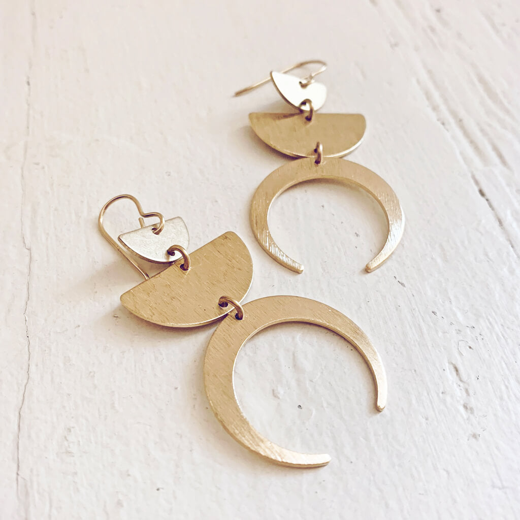 earthshine // boho brass dangle earrings