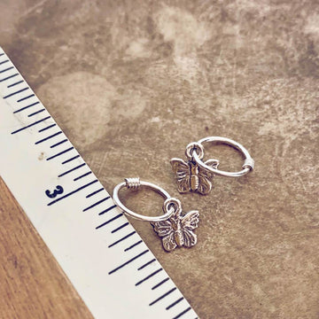 flutter // itty bitty sterling silver butterfly hoop sleeper earrings?
