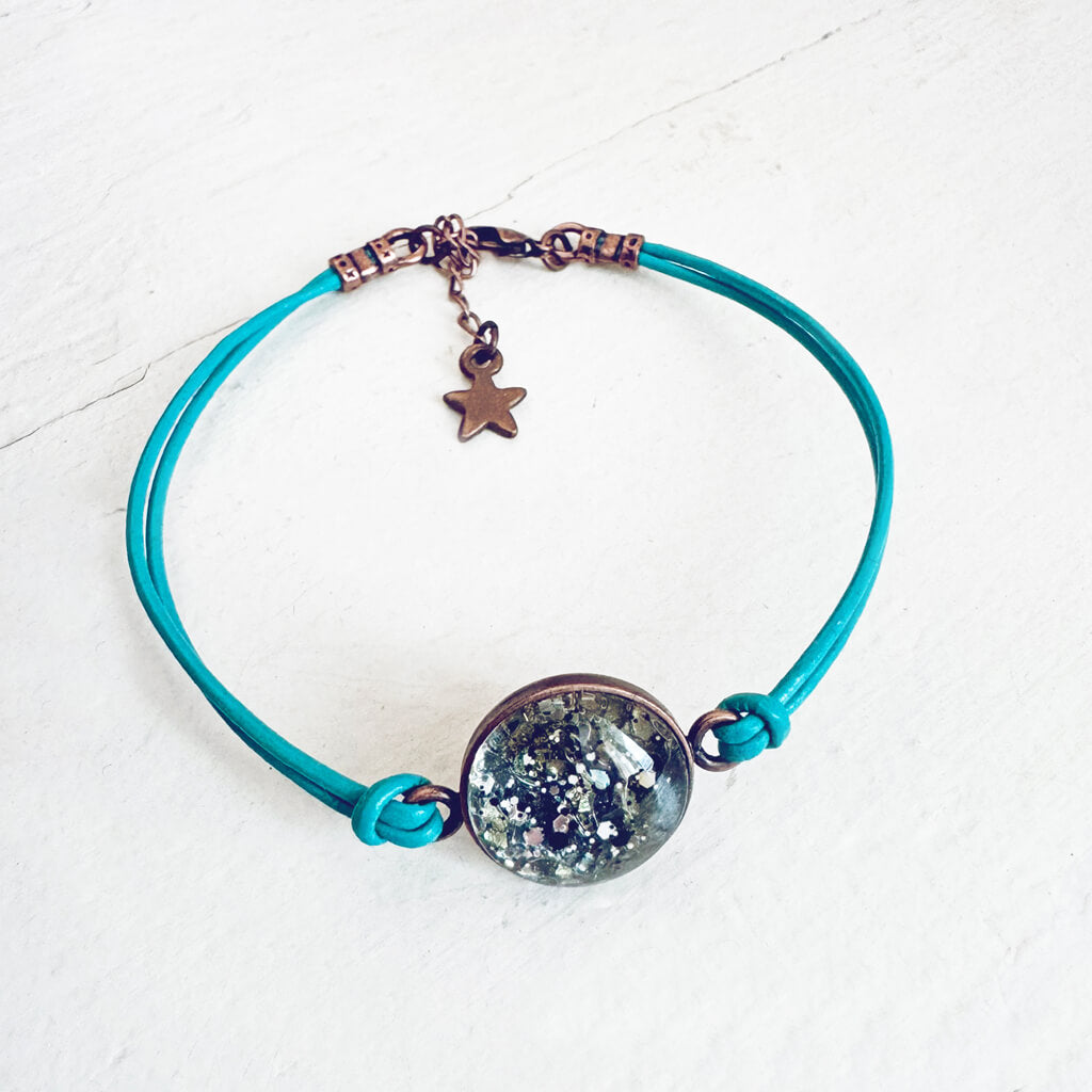 galaxy leather // sparkly celestial leather bracelet
