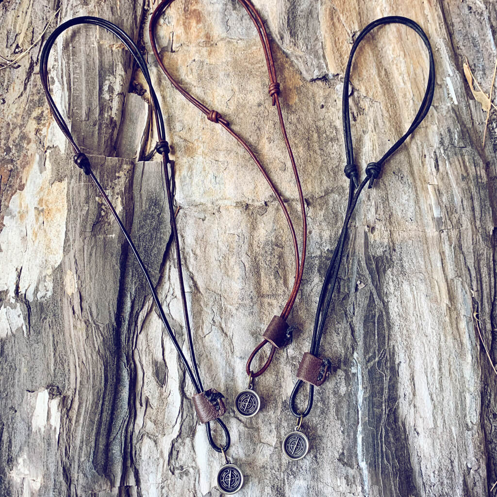 go your own way // men's rugged distressed leather necklace with compass