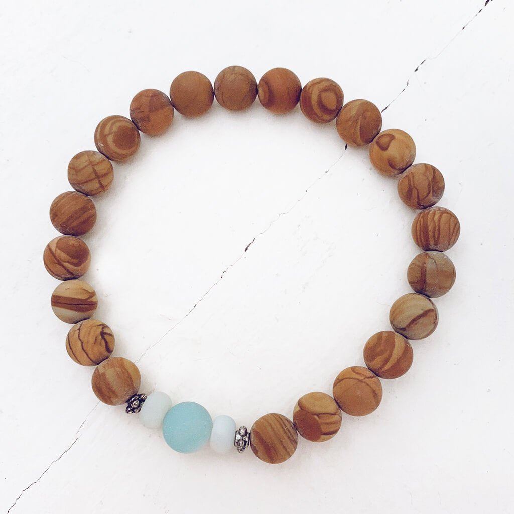 growth // amazonite and wood jasper beaded mala bracelet
