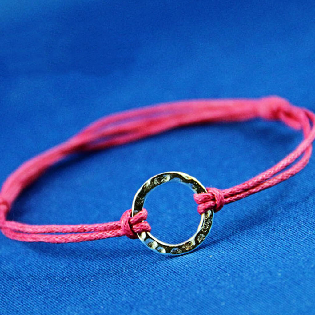 karma circle wish bracelet // sterling silver and waxed cord in your choice of colours