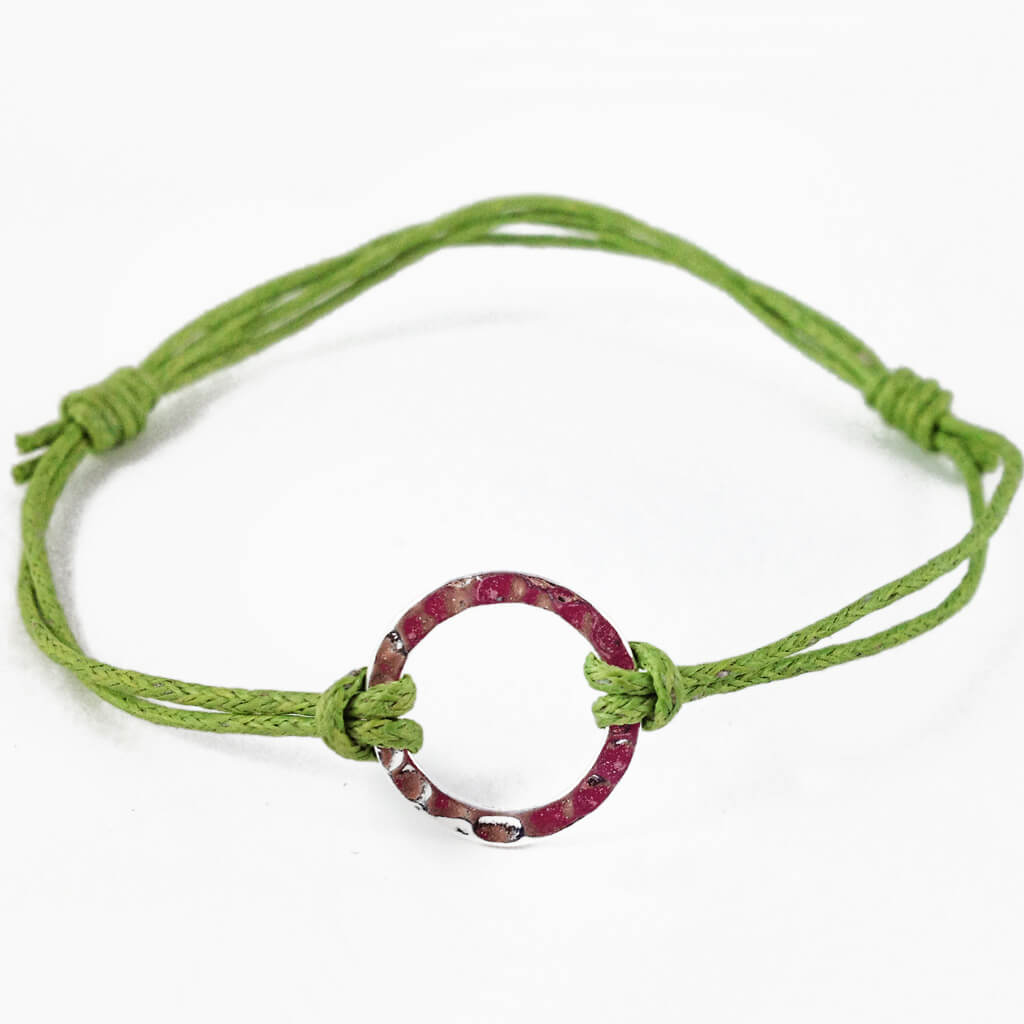 karma circle wish bracelet // sterling silver and waxed cord in your choice of colours