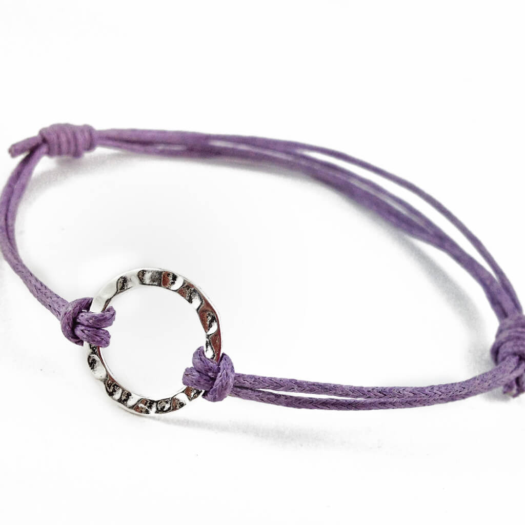 karma circle wish bracelet // sterling silver and waxed cord in your choice of colours