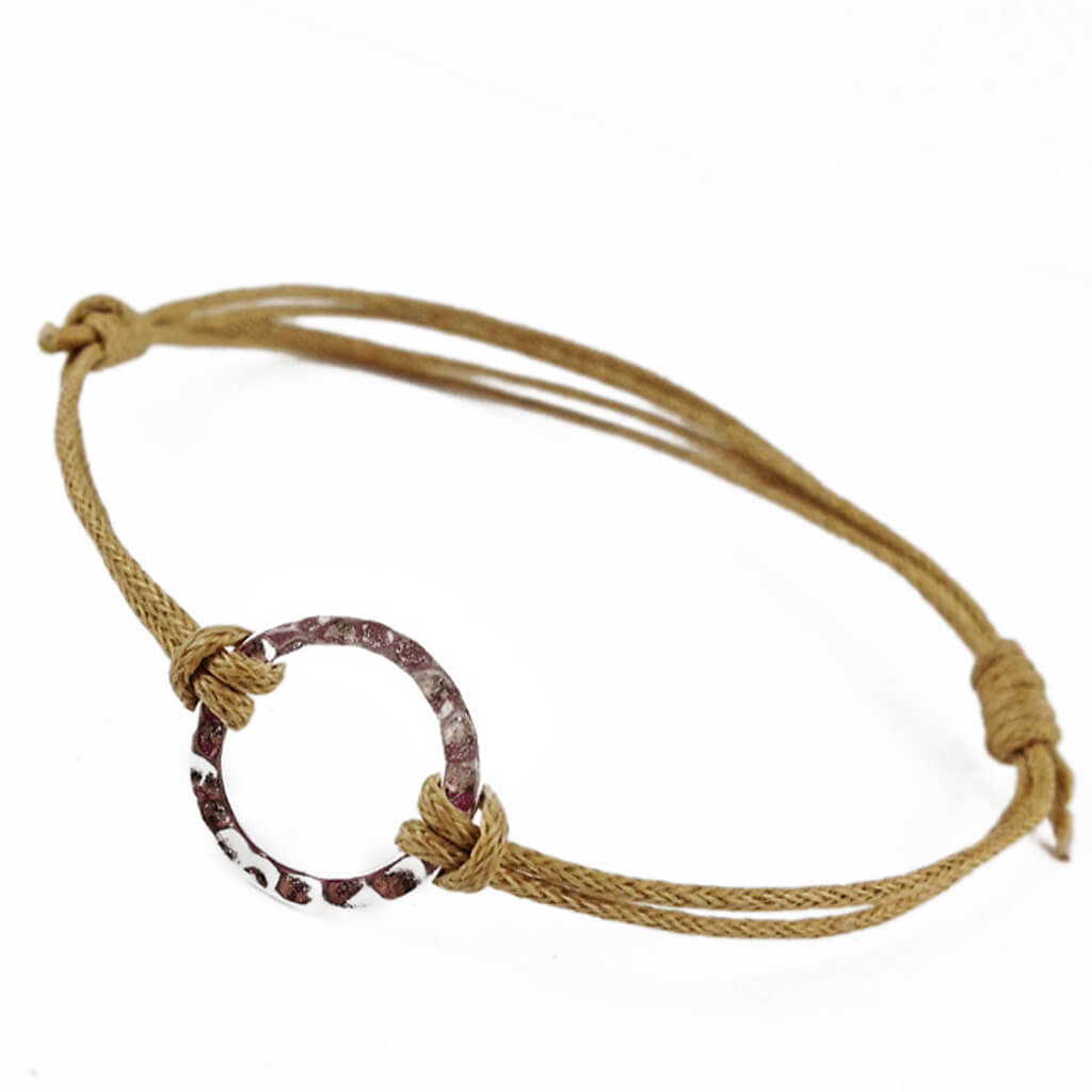 karma circle wish bracelet // sterling silver and waxed cord in your choice of colours