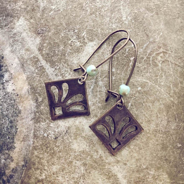 lily  dainty boho fleur de lis style drop earrings