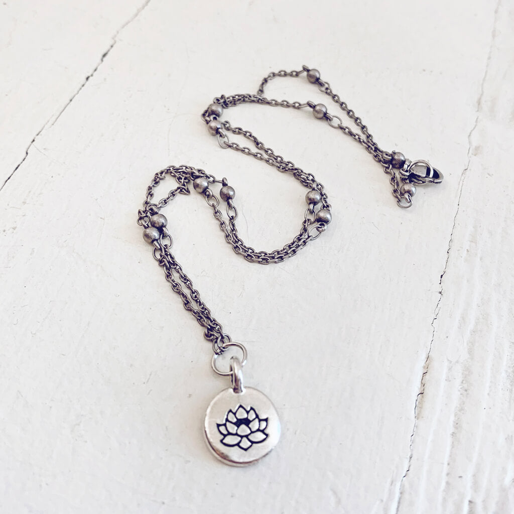 little lotus  lotus flower pendant necklace