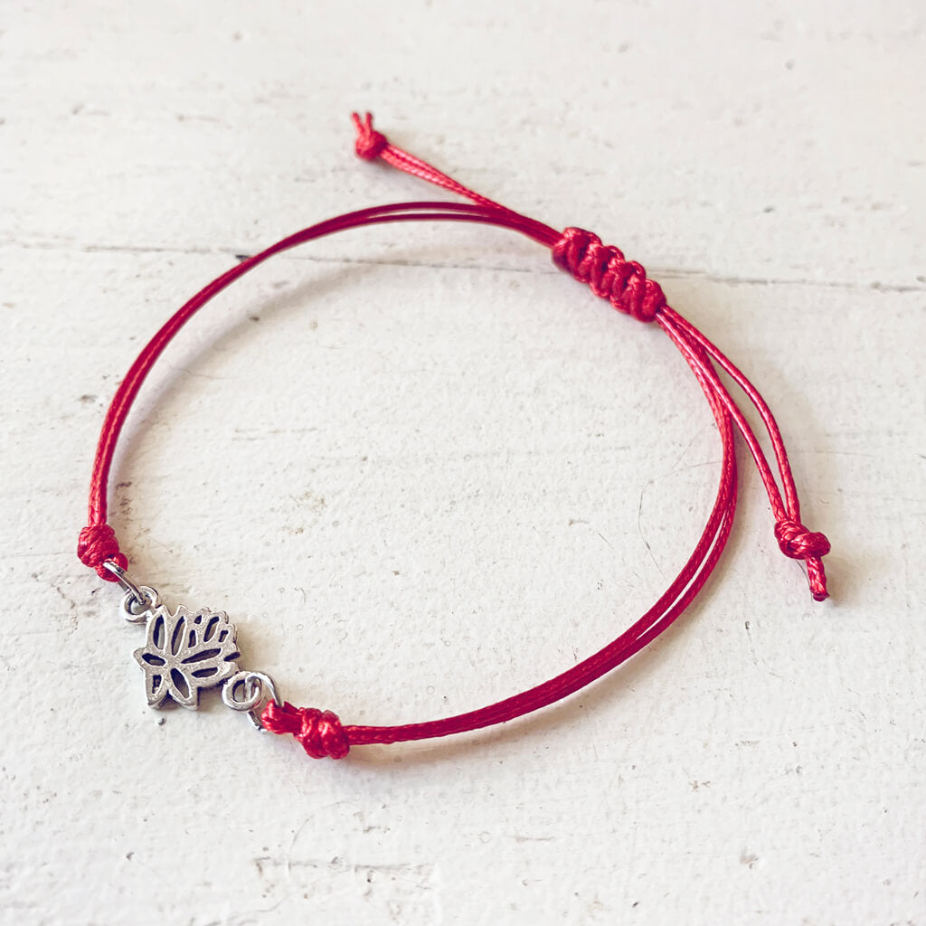 lucky lotus - small lotus flower adjustable cord bracelet