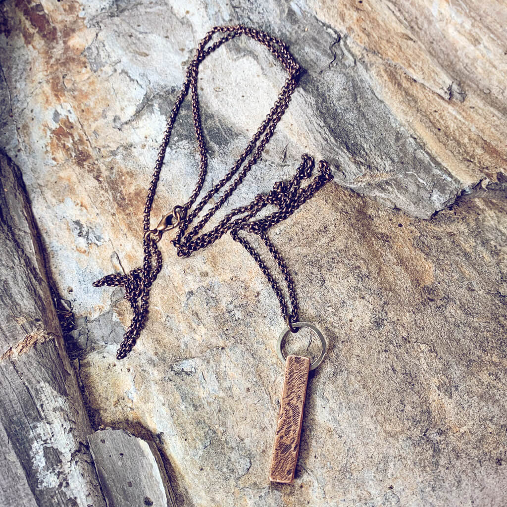 minimalist chunky organic bar necklace - unisex