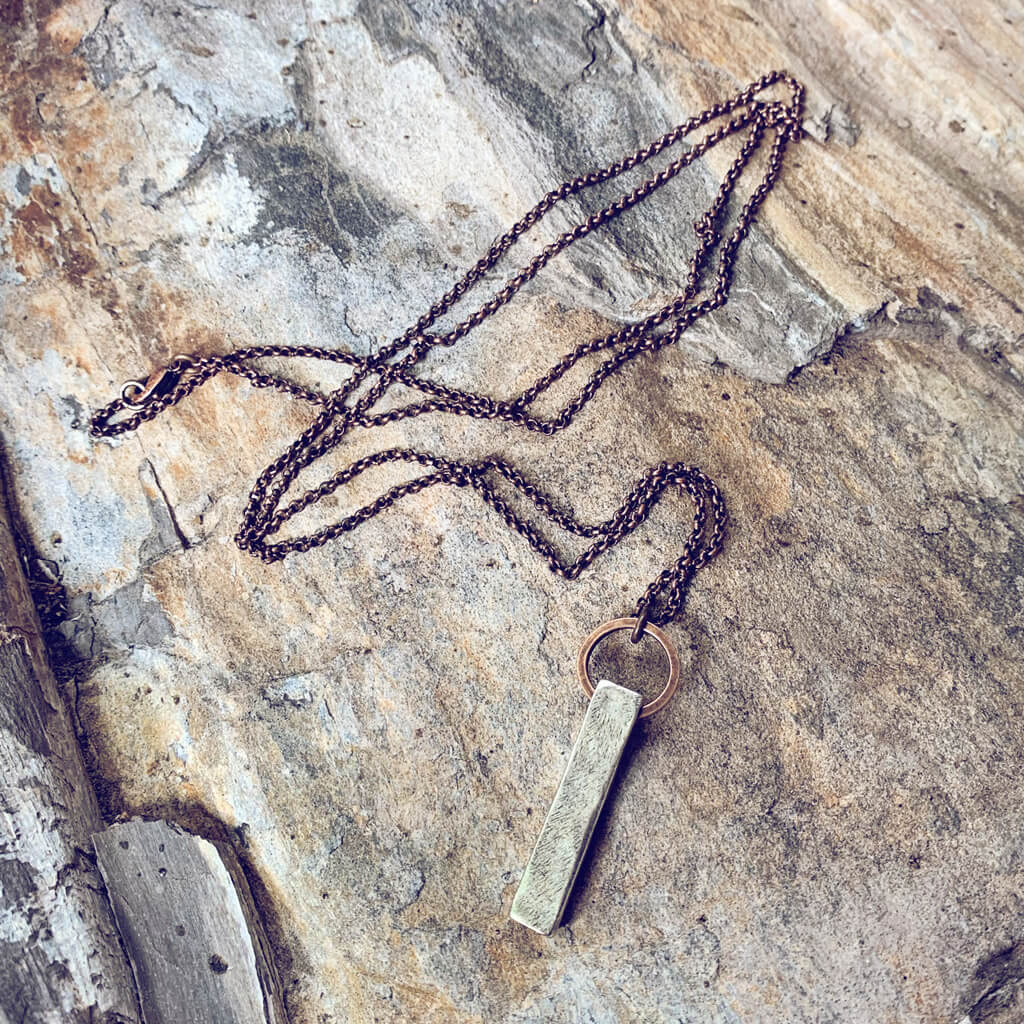 minimalist chunky organic bar necklace - unisex