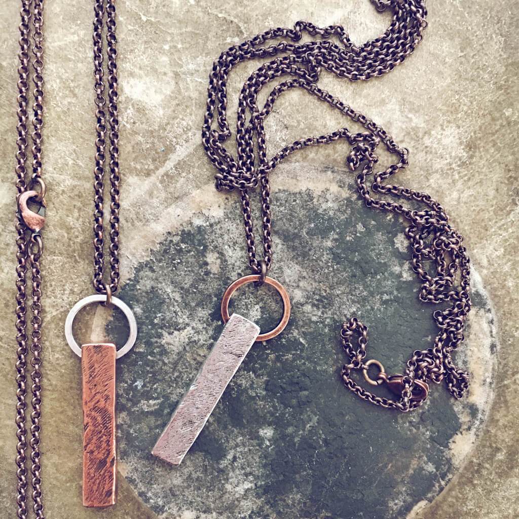 minimalist chunky organic bar necklace - unisex