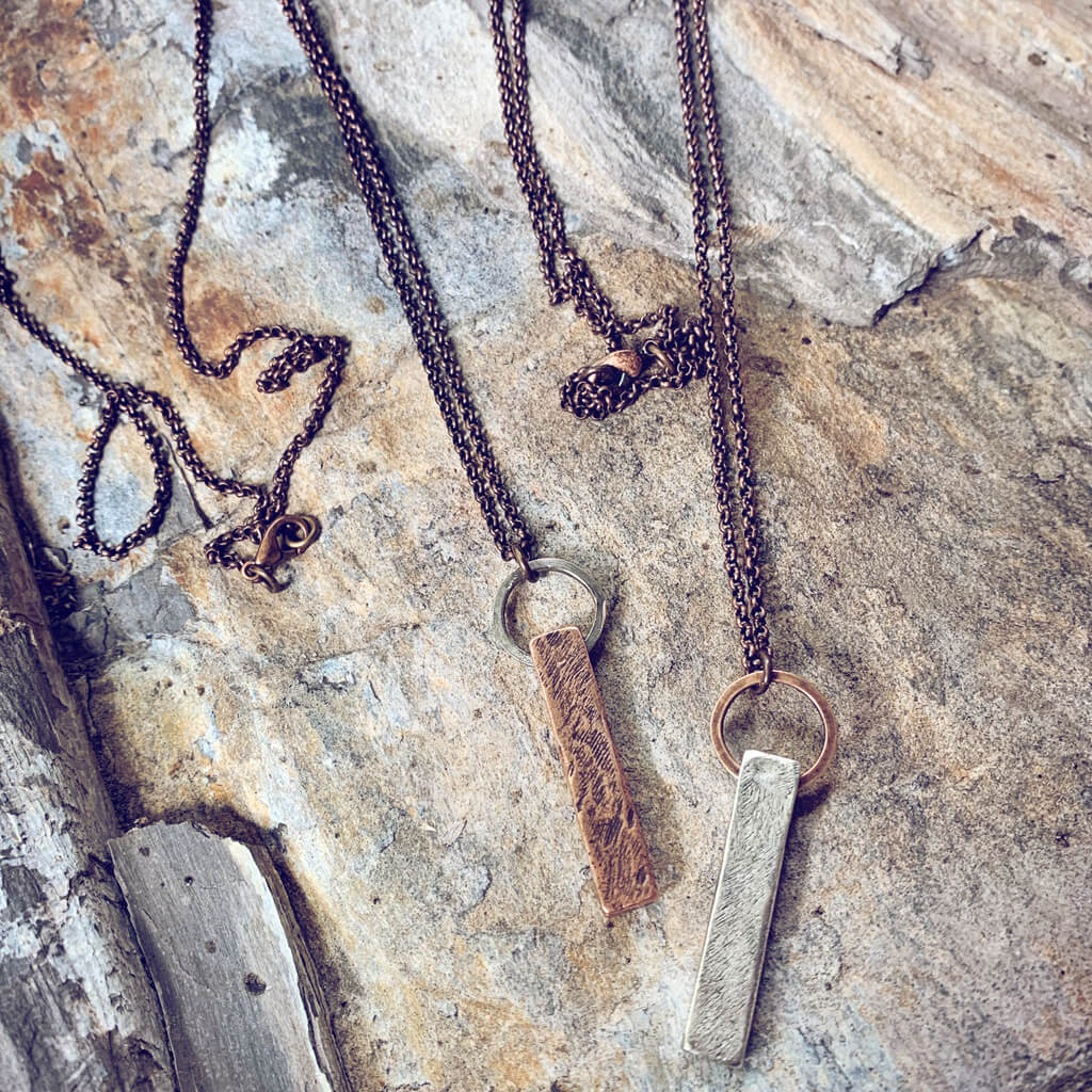 minimalist chunky organic bar necklace - unisex