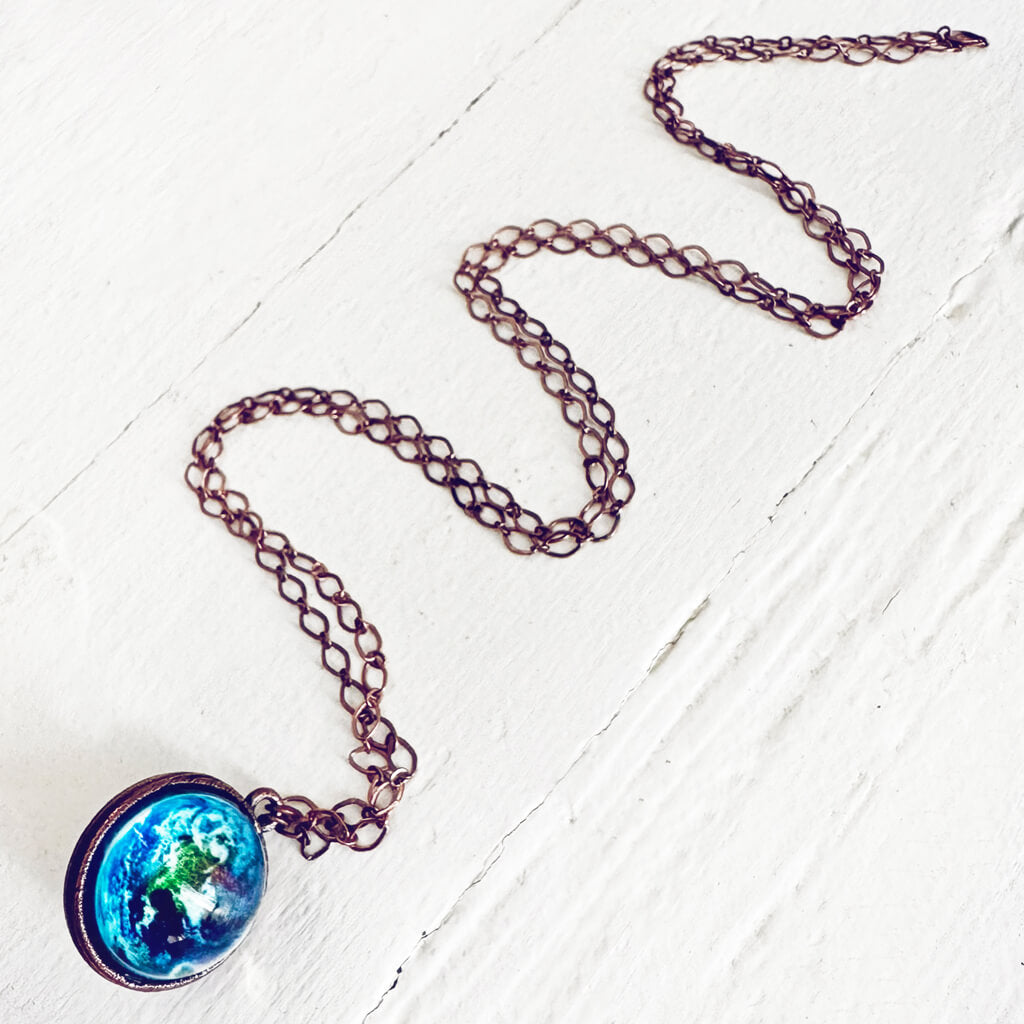 out of this world // glow in the dark galaxy sphere pendant necklace
