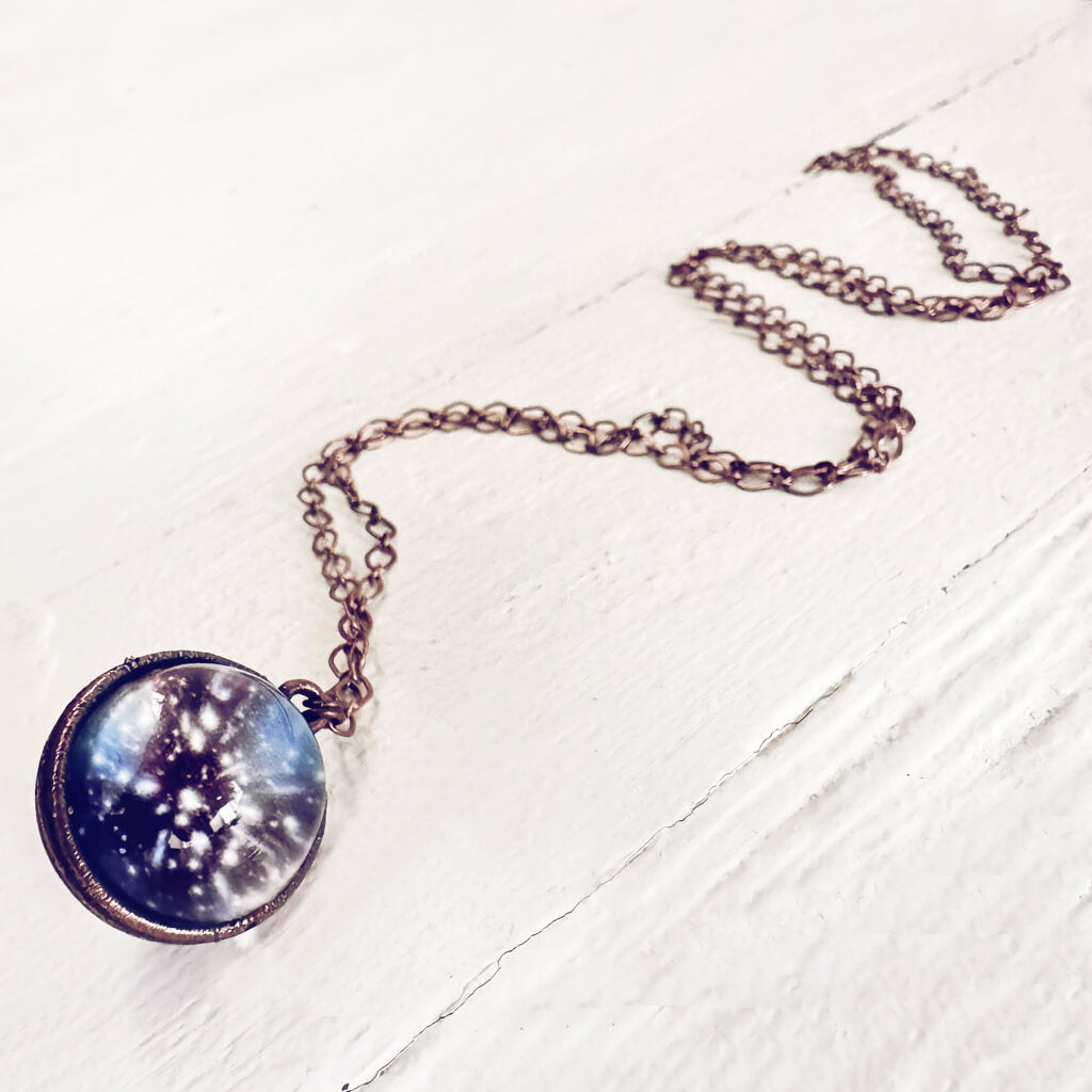 out of this world // glow in the dark galaxy sphere pendant necklace