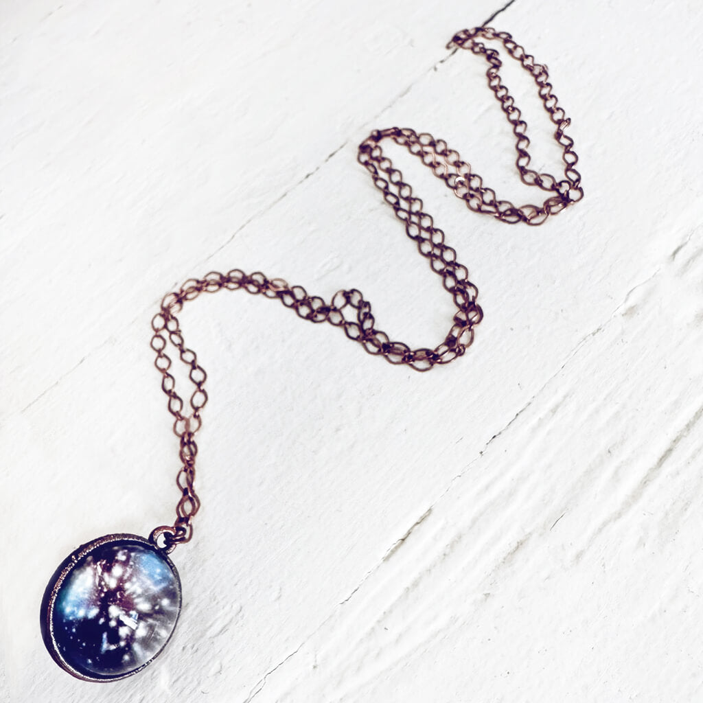 out of this world // glow in the dark galaxy sphere pendant necklace