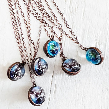 out of this world // glow in the dark galaxy sphere pendant necklace