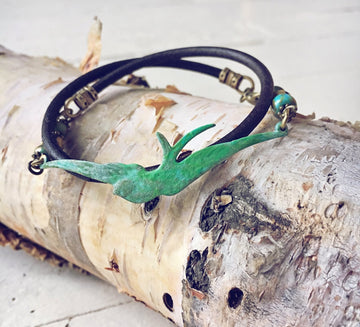 soaring bird leather wrap bracelet choker