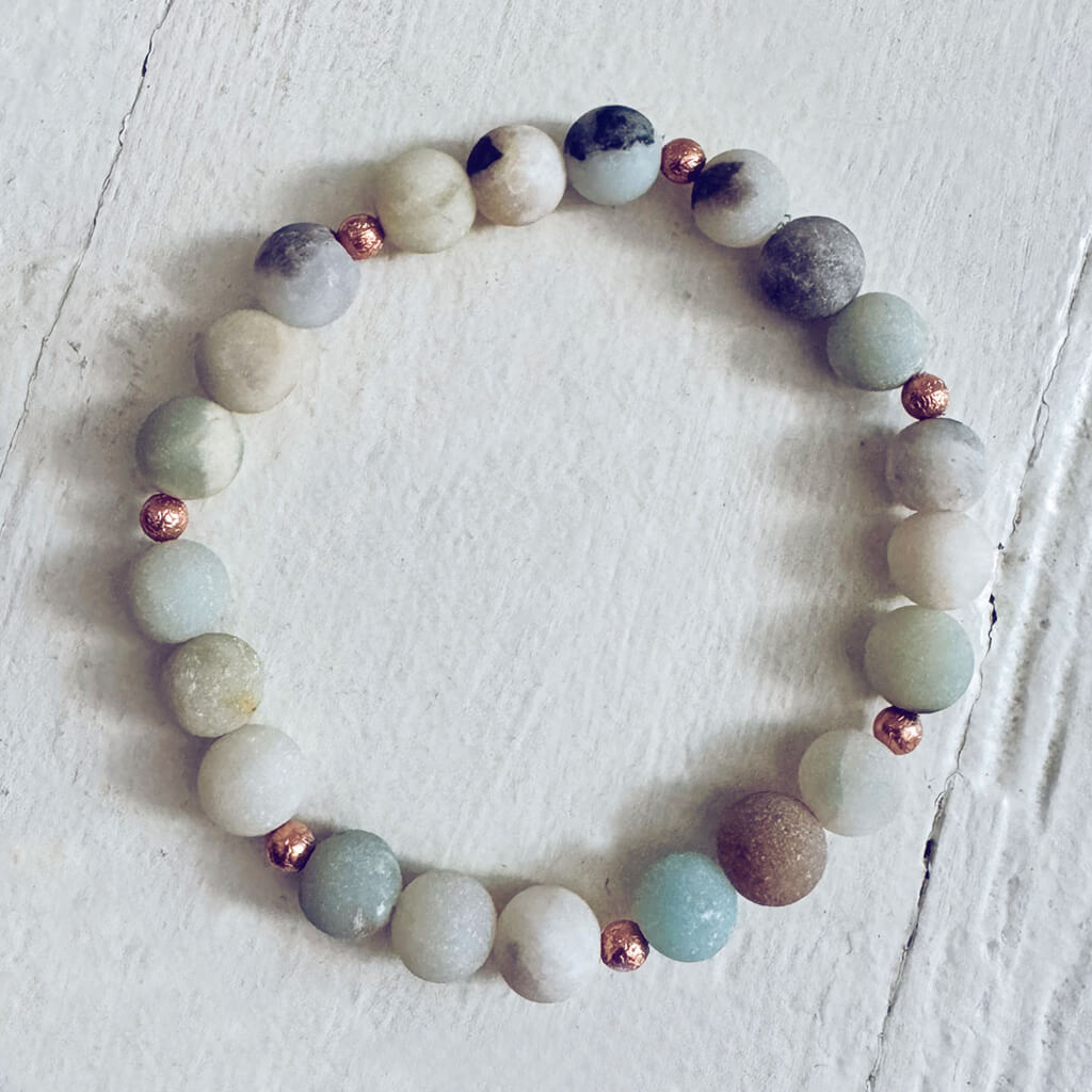 soothe // amazonite and copper mala bead bracelet