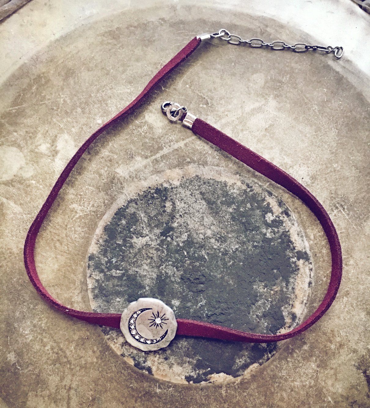 sparkle  crescent moon & star choker necklace