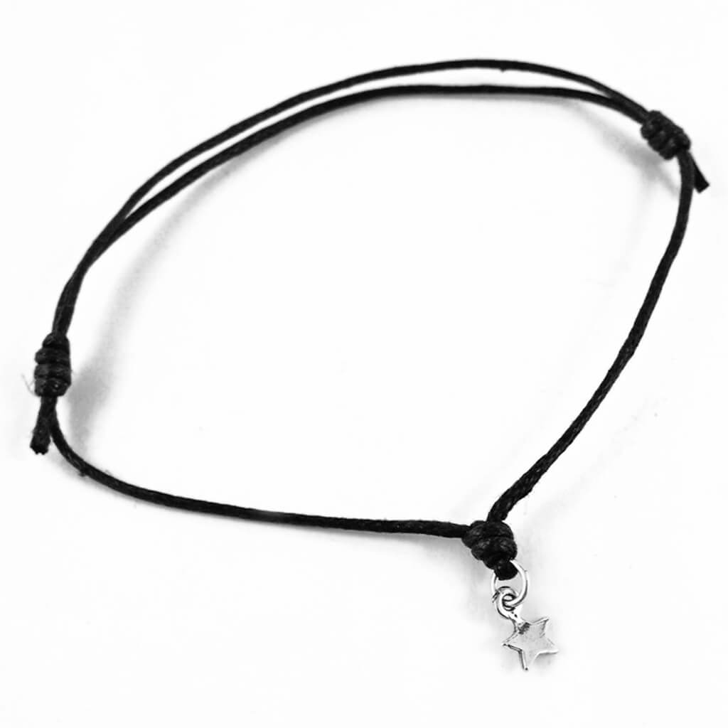 star wish bracelet // sterling silver and waxed cord in your choice of colours