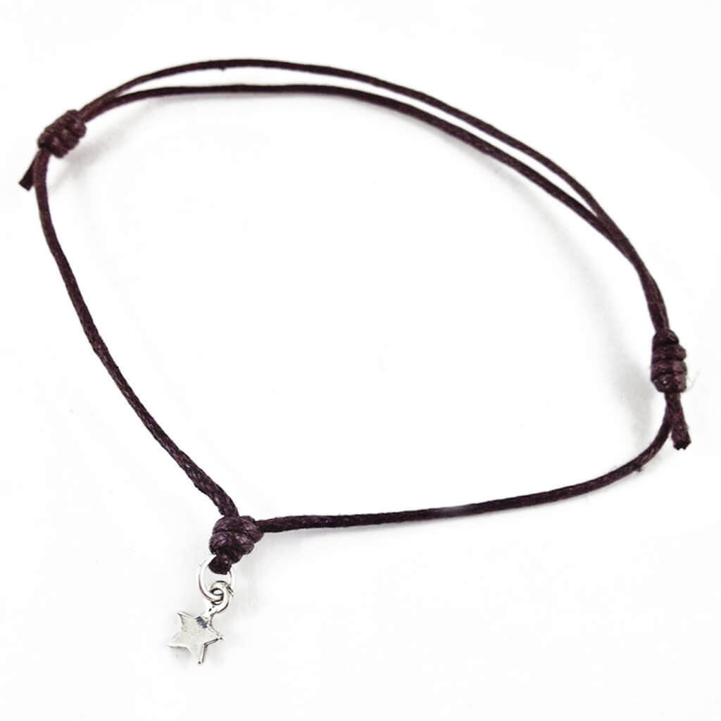 star wish bracelet // sterling silver and waxed cord in your choice of colours