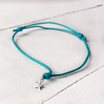 star wish bracelet // sterling silver and waxed cord in your choice of colours
