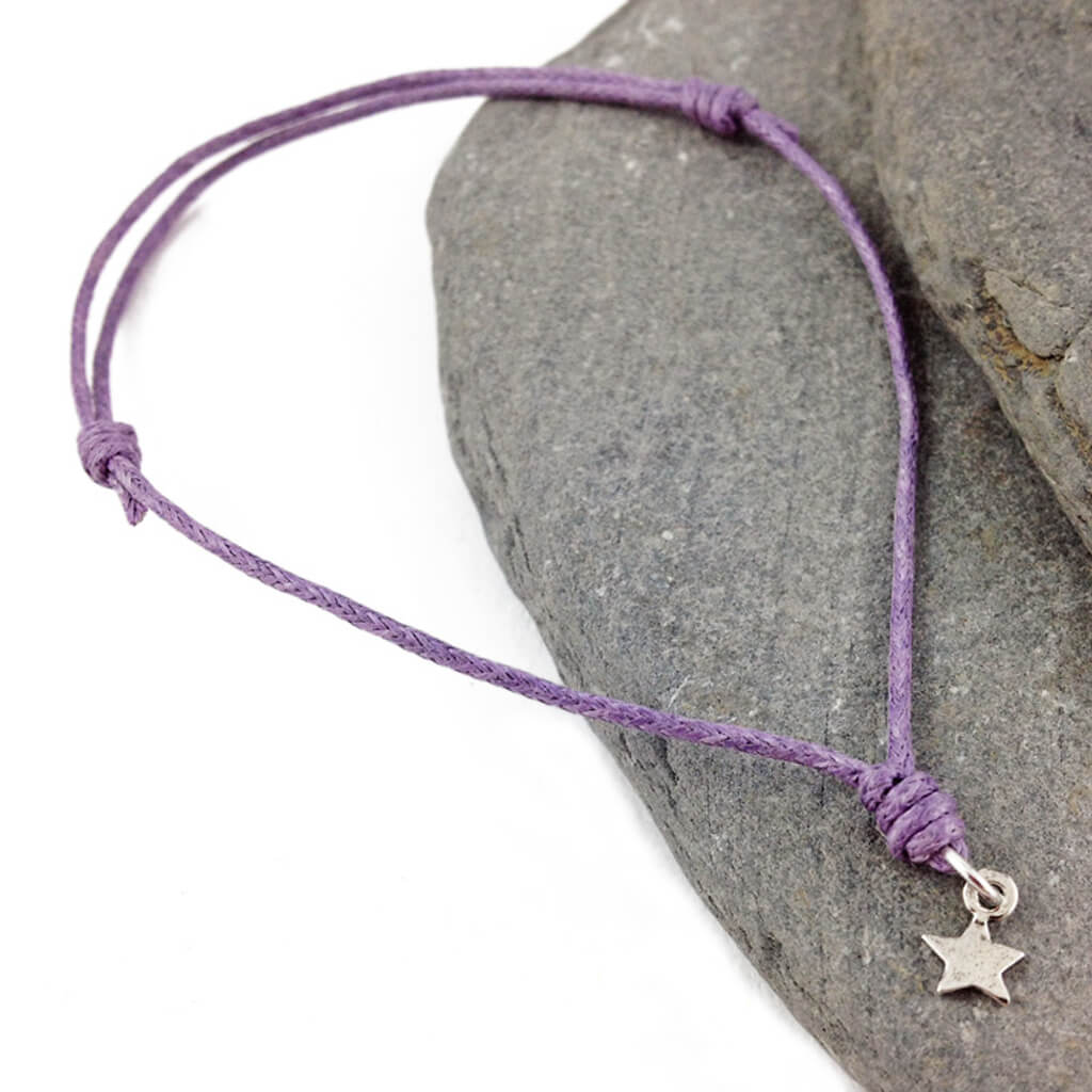 star wish bracelet // sterling silver and waxed cord in your choice of colours
