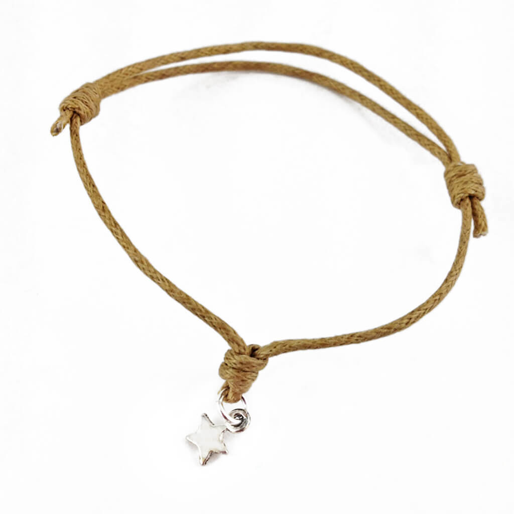 star wish bracelet // sterling silver and waxed cord in your choice of colours