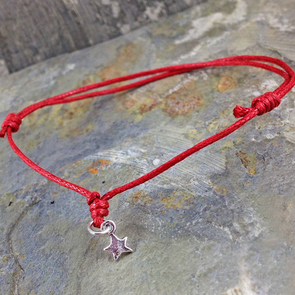 star wish bracelet // sterling silver and waxed cord in your choice of colours
