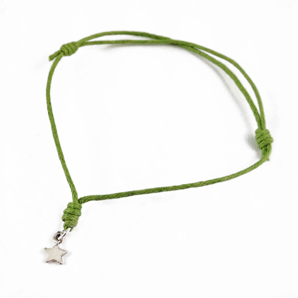 star wish bracelet // sterling silver and waxed cord in your choice of colours