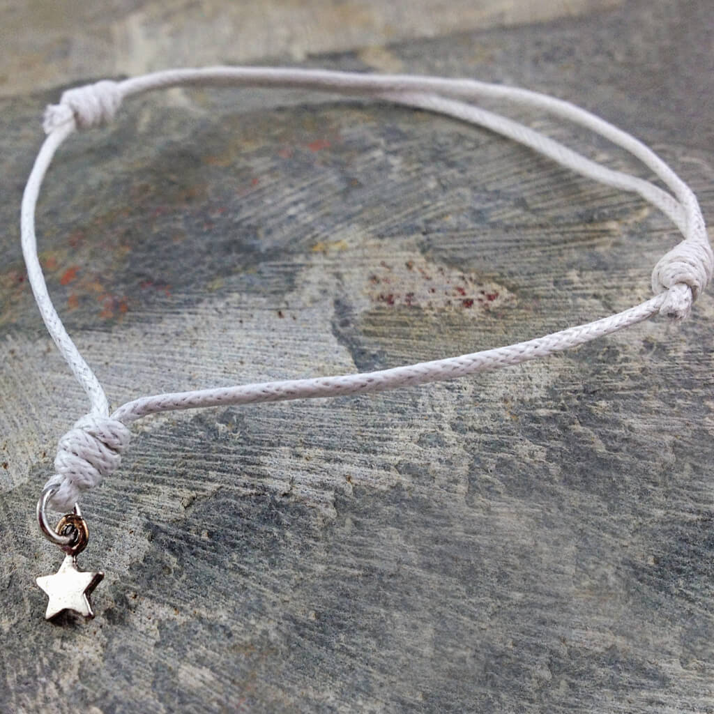 star wish bracelet // sterling silver and waxed cord in your choice of colours