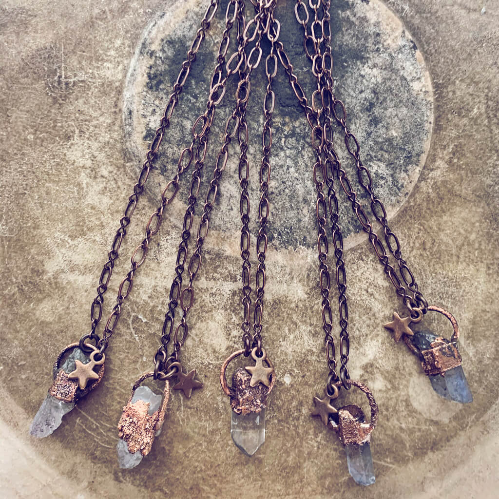 synchronicity // copper electroformed quartz crystal pendant necklace