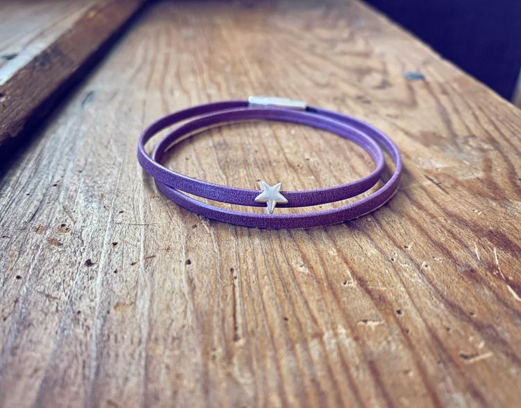 earth sea sky // thin double leather wrap bracelet - star, chevron or wave