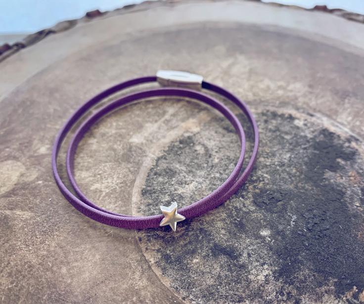 earth sea sky // thin double leather wrap bracelet - star, chevron or wave