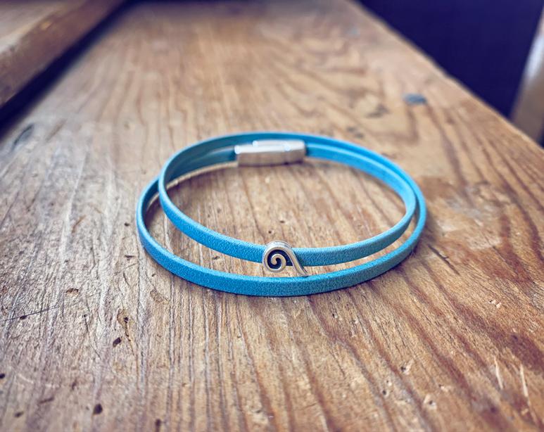 earth sea sky // thin double leather wrap bracelet - star, chevron or wave