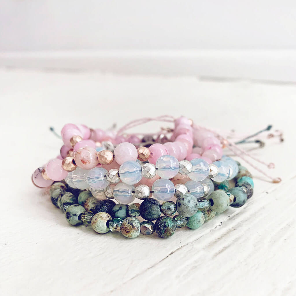 tiny treasure // mini gemstone bead stacker bracelet