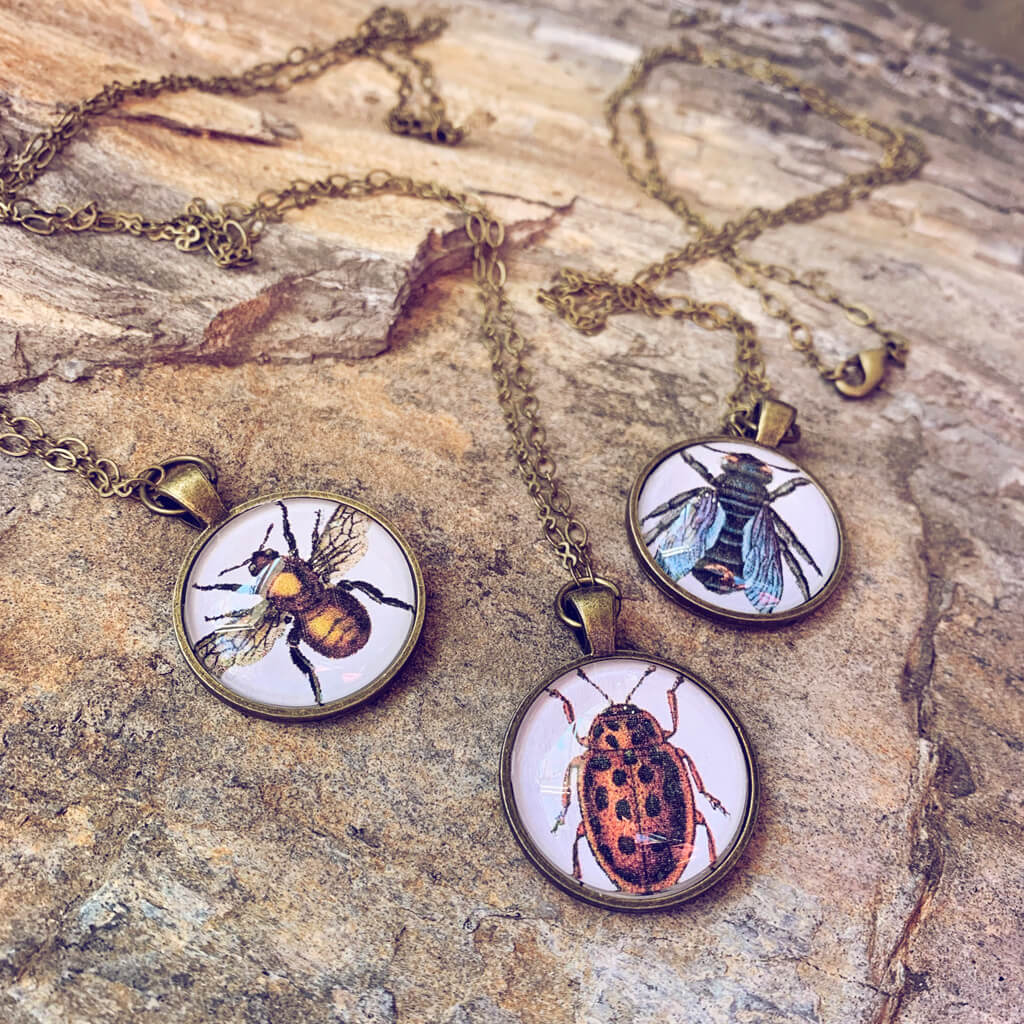insecta bug, bee or fly pendant necklace