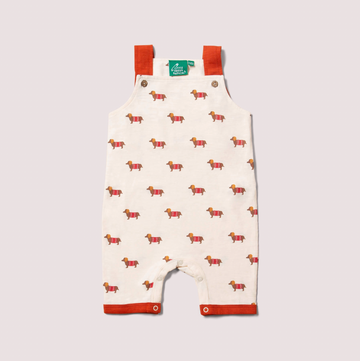 Cream Sausage Dogs Storytime Dungaree Shorts